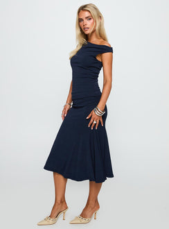 Lustrous Life Off Shoulder Set Navy