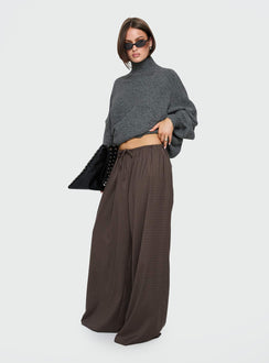 Bungala Oversized Relaxed Pant Brown Check Petite