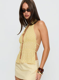 Ellice Backless Halter Top Lemon / White Polka