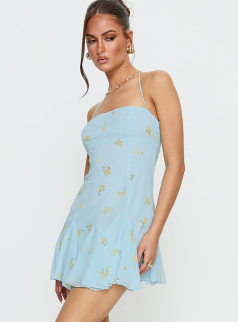 Delamere Mini Dress Pastel Blue Floral
