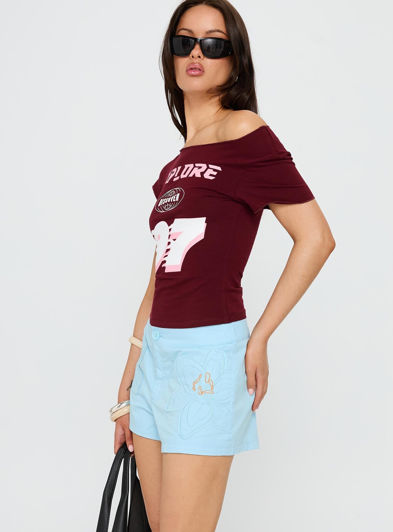 Leleia Embroidered Shorts Blue