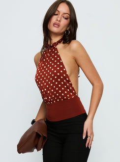 Rania Top Polka Burnt Red