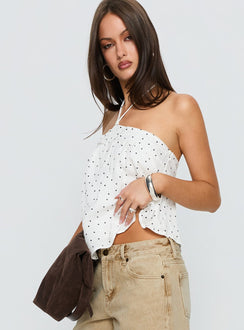 Moonlit Top White Polka