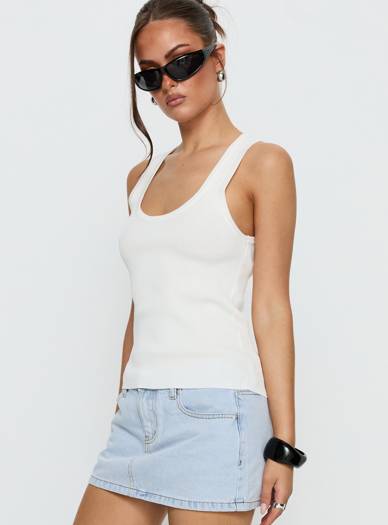Kyrella Longline Tank Top White