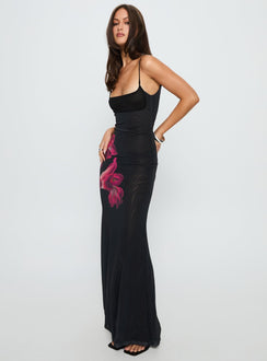 Fiadora Mesh Maxi Dress Black Floral