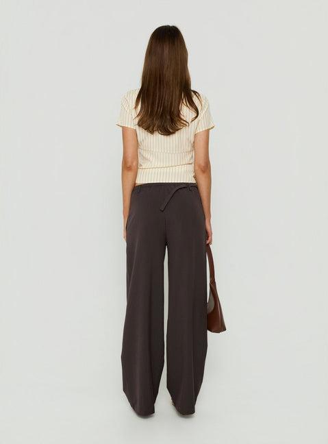 Mericana Low Rise Wide Leg Pants Brown
