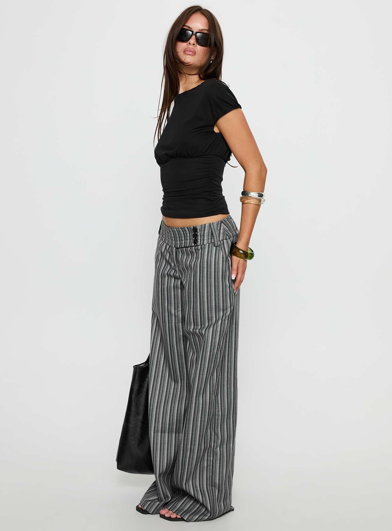 Cedars Low Rise Pant Grey Stripe
