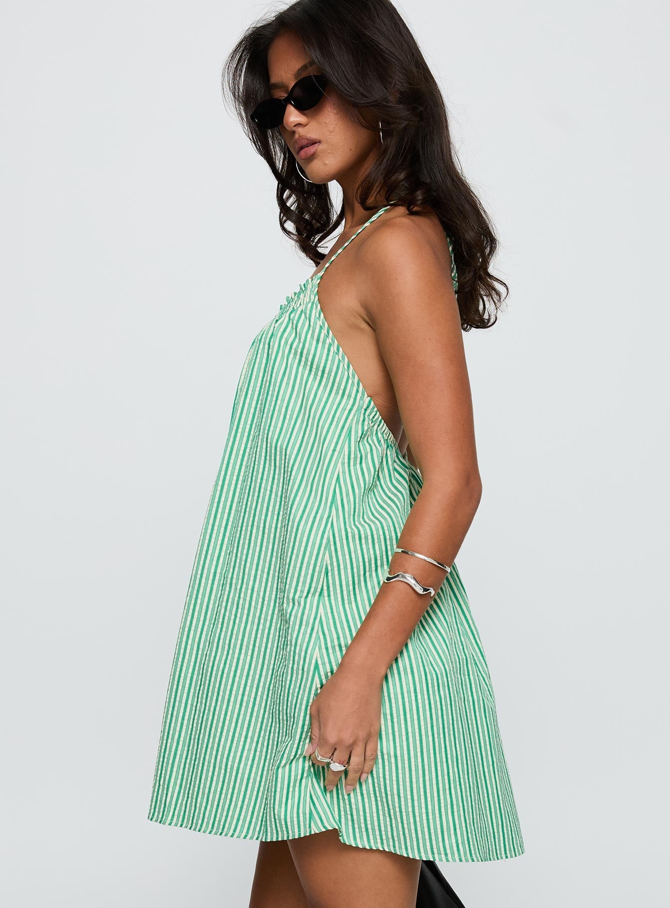 Winx Halter Mini Dress Green Stripe
