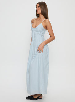 Adriela Pleat Maxi Dress Blue