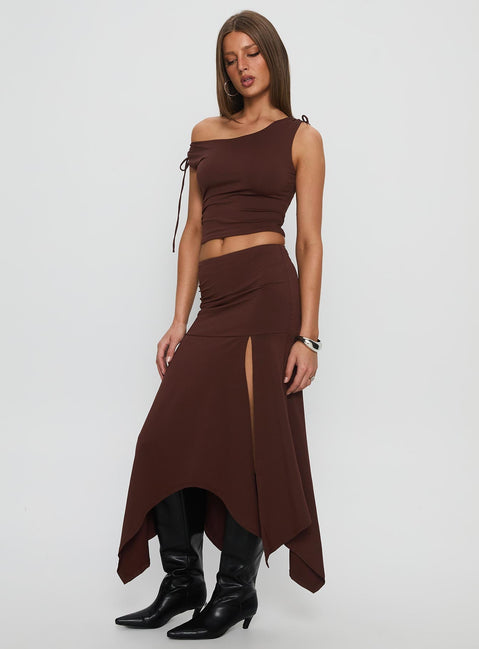 Azlynn Off Shoulder Set Brown