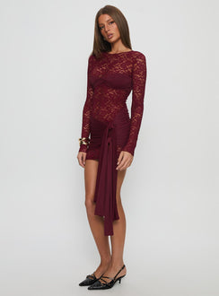 Midnight Long Sleeve Mini Dress Garnet