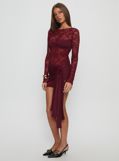 Midnight Long Sleeve Mini Dress Garnet