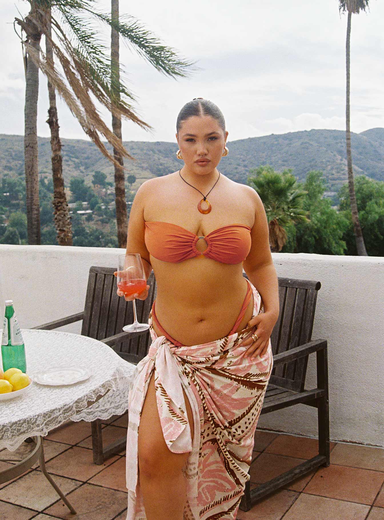   front view of model wearing Princess Polly Alessio Sarong Multi Curve Mini Skirts 