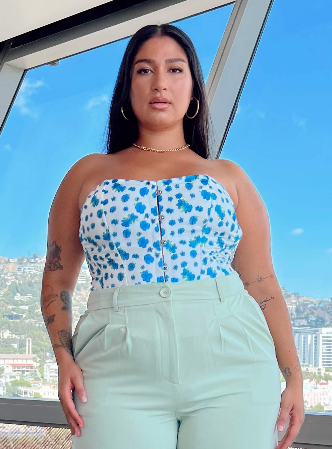 product Princess Polly Sleeveless Sweetheart  In The Moment Strapless Top White / Blue Curve