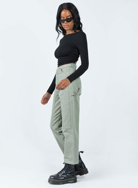 product Princess Polly High Waisted Pants  Dropouts Cargo Pants Green