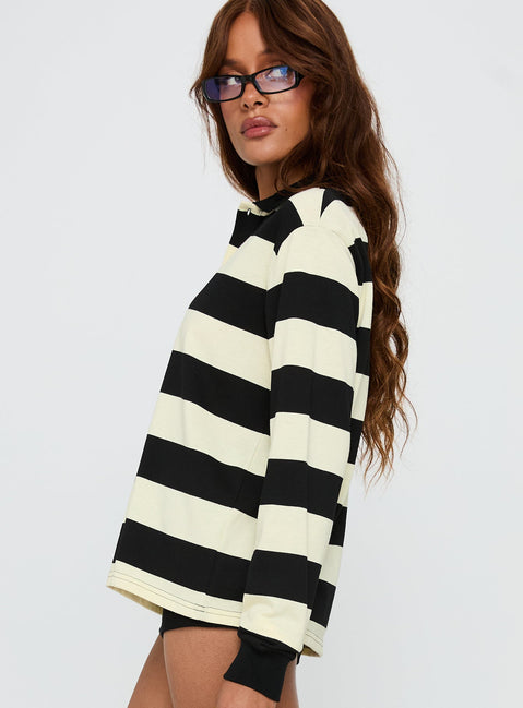 side view of model wearing Princess Polly Nautica Jersey Ink Stripe Long 