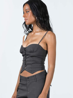 product Princess Polly Sleeveless Sweetheart  Archette Corset Vest Slate