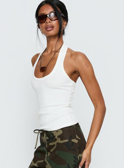Baseline Scoop Halter Rib Tank White