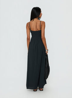 Magnolie Shirred Maxi Dress Charcoal