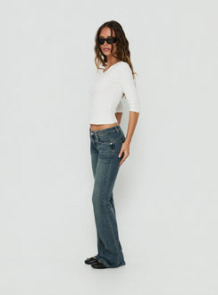 Clynee Ultra Low Rise Bootleg Jeans Dirty Blue
