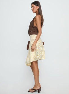 Pleasantries Asymmetrical Midi Skirt Cream Stripe