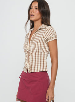 Arla Blouse Brown Check