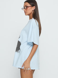 Ride Like The Wind Oversized Graphic Top Blue