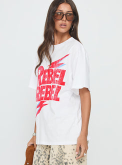 Rebel Rebel Oversized Graphic Top White