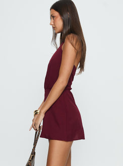 Chrystina Cut Out Playsuit Burgundy