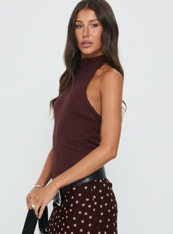 Zariela High Neck Sleeveless Top Burgundy
