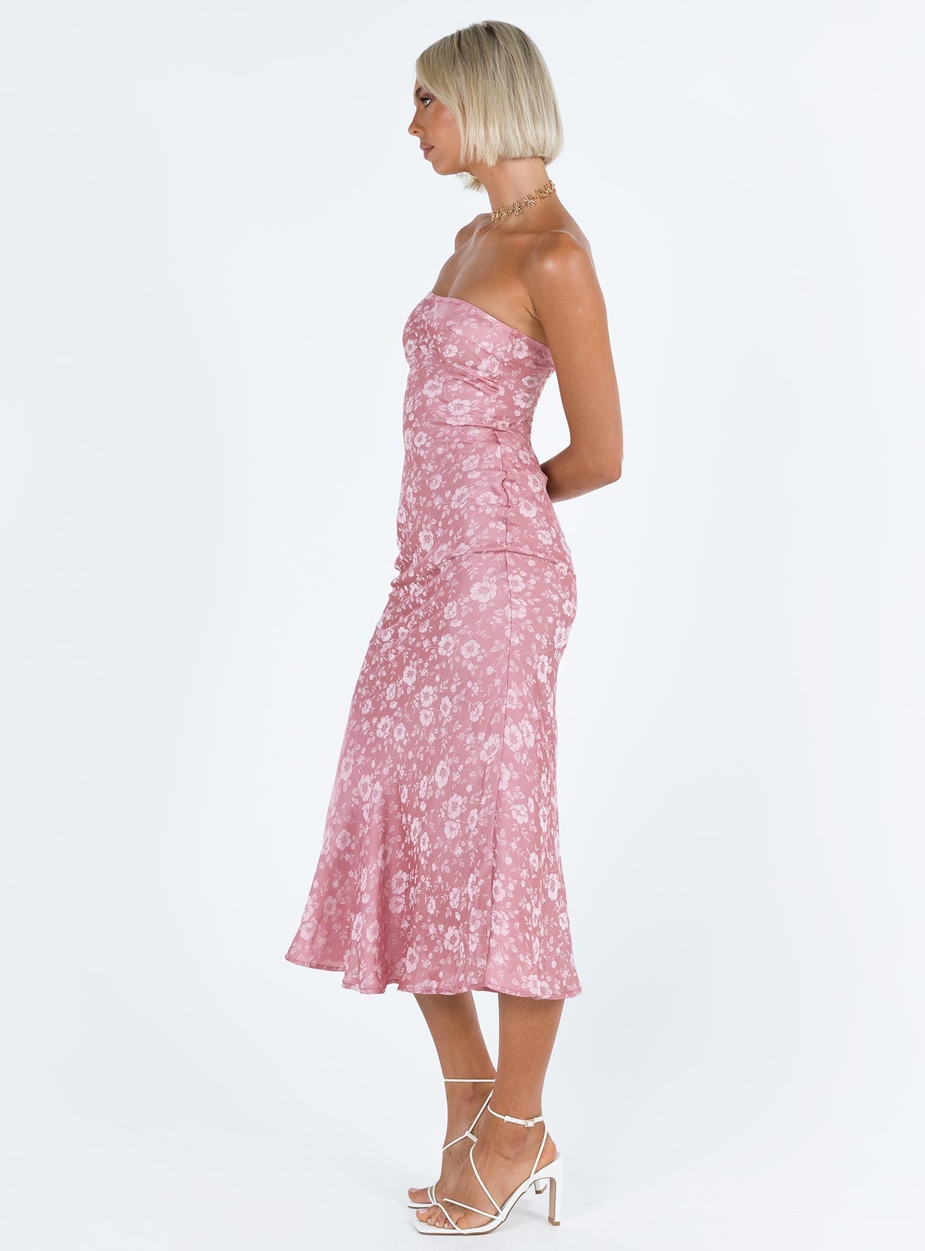 Salvin Strapless Midi Dress Pink Petite