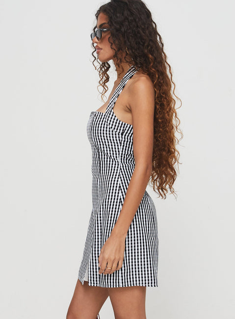 Birkley Halter Mini Dress Black / White