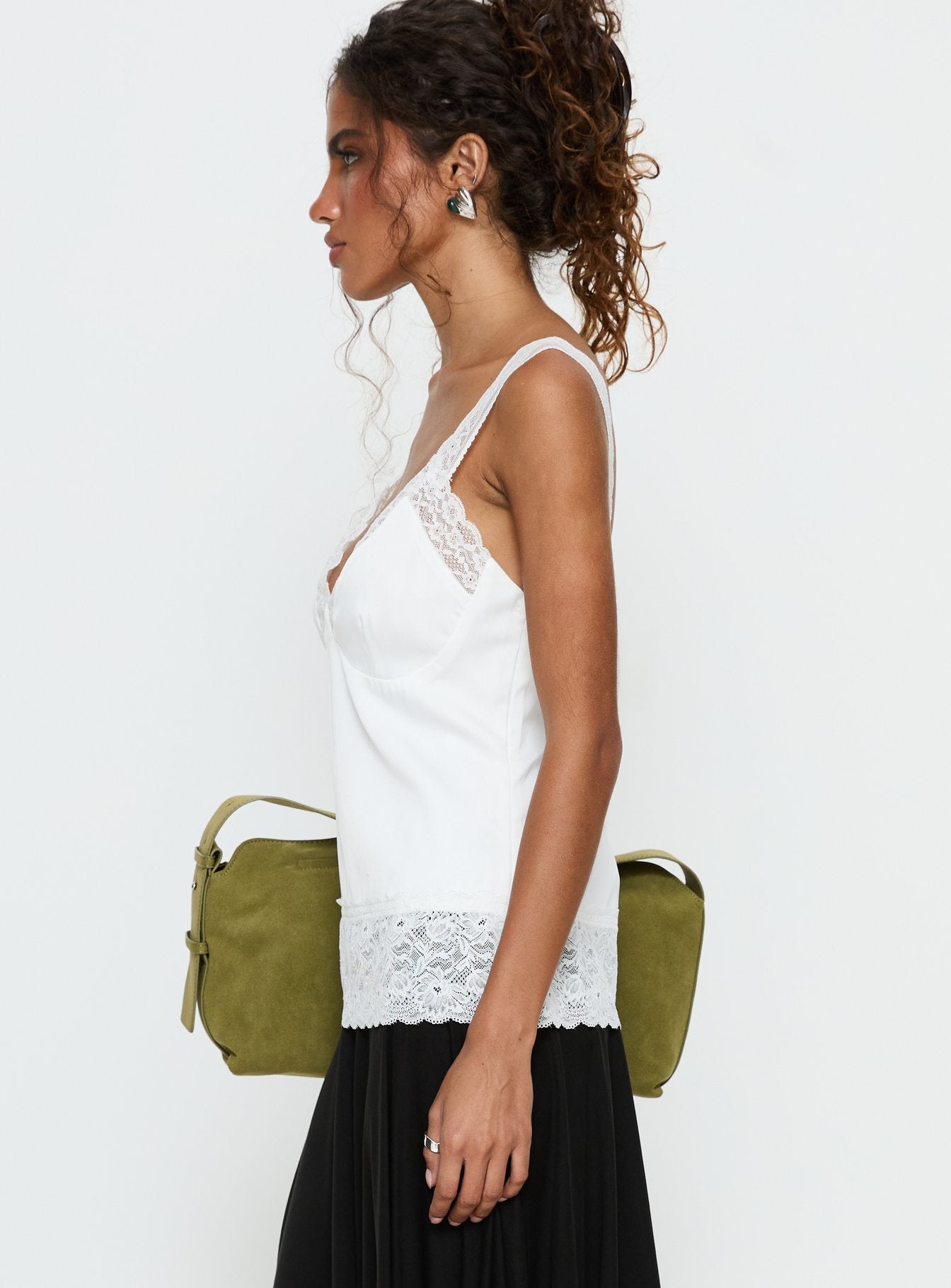 Avyra Lace Trim Cami Top White