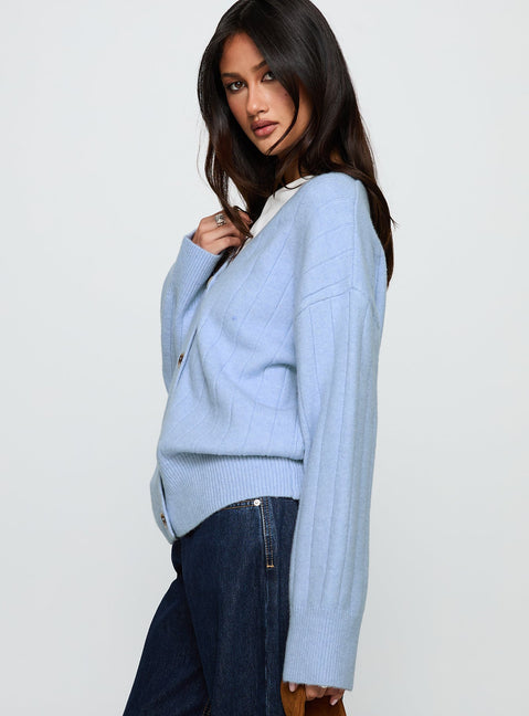 Come Back Soon Knit Cardigan Blue
