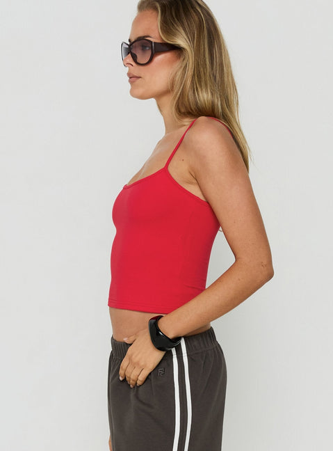 Daily Define Thin Strap Classic Tank Top Red