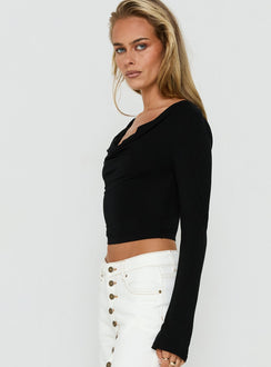Sirius Cowl Neck Long Sleeve Top Black