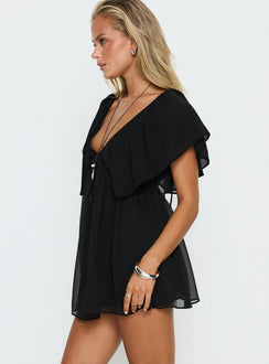 Sun Spirit Plunge Flowy Playsuit Black