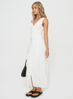 summer season linen blend maxi dress white Summer Season Linen Blend Maxi Dress | White | Womens