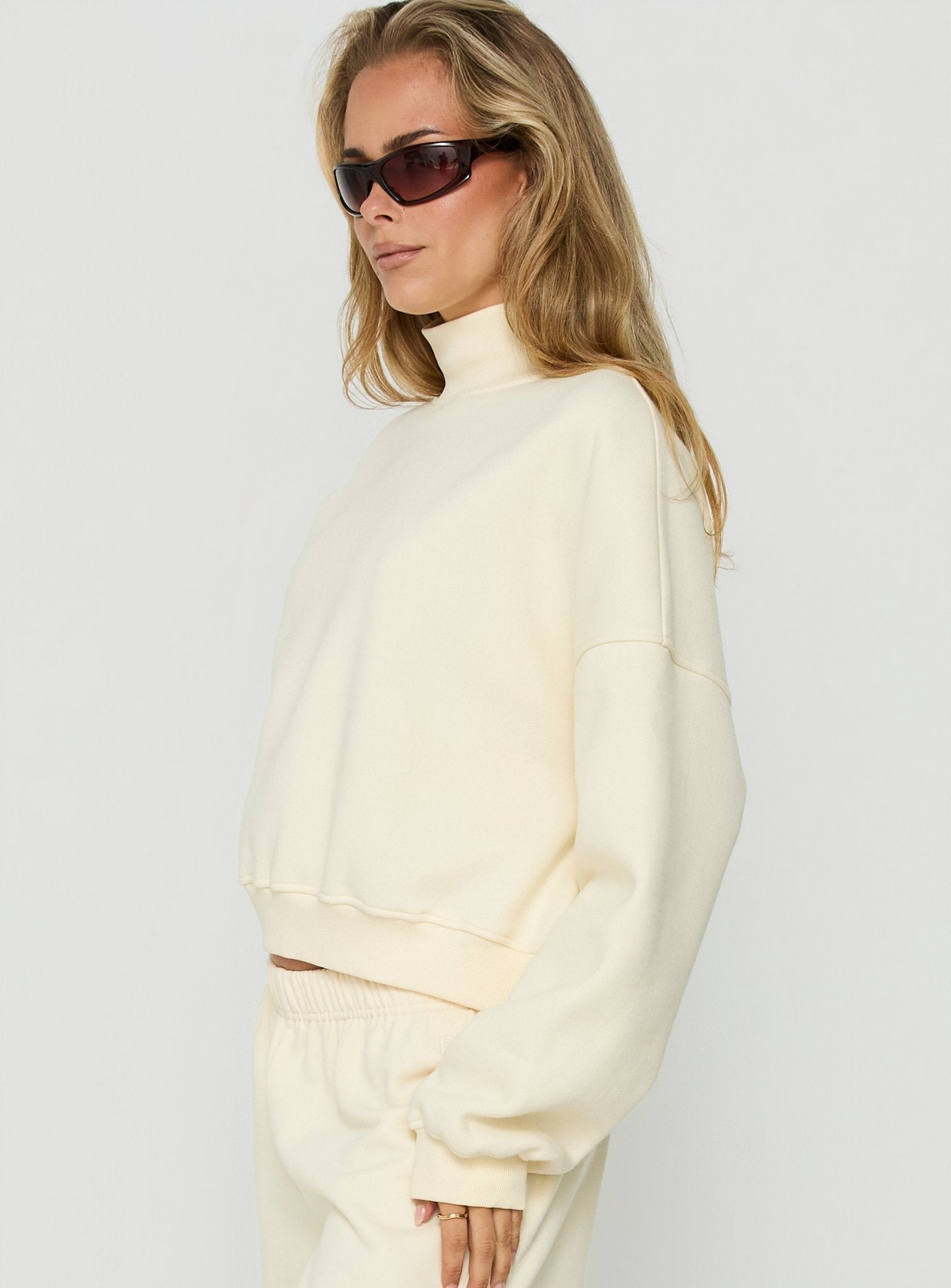 Anyya Funnel Neck Crew Jumper Cream