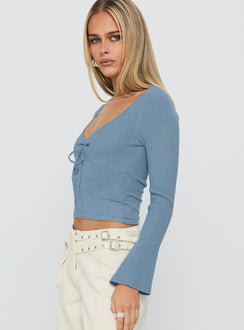 Drawn Me In Long Sleeve Top Blue