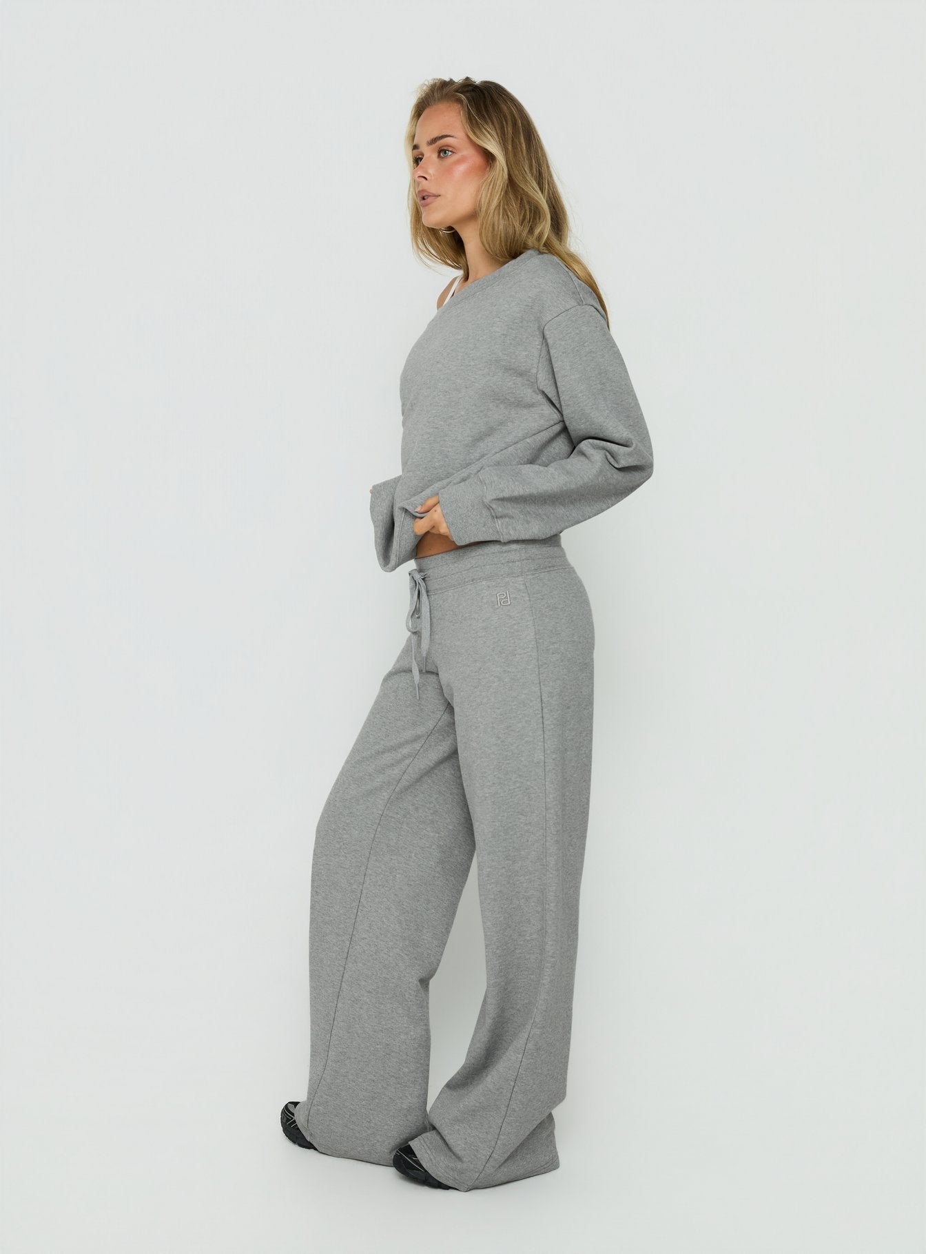 Dodie Wide Leg Pants Dark Grey Marle