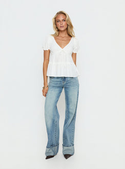Kimberleigh Floaty Babydoll Top White