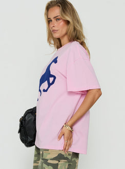 Steely Love Oversized Graphic Tee Washed Pink