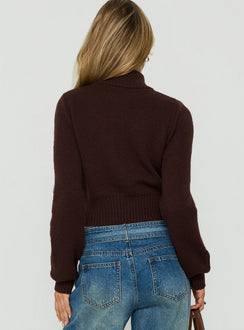 Ives Knit Zip Through Jumper Dark Brown