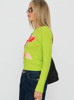 Innerblooms Long Sleeve Graphic Top Lime Green