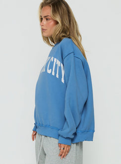 When In New York City Oversized Jumper Blue