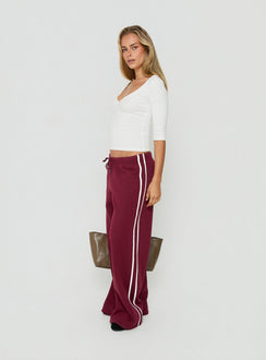 Kennah Wide Leg Sweat Pants Cherry