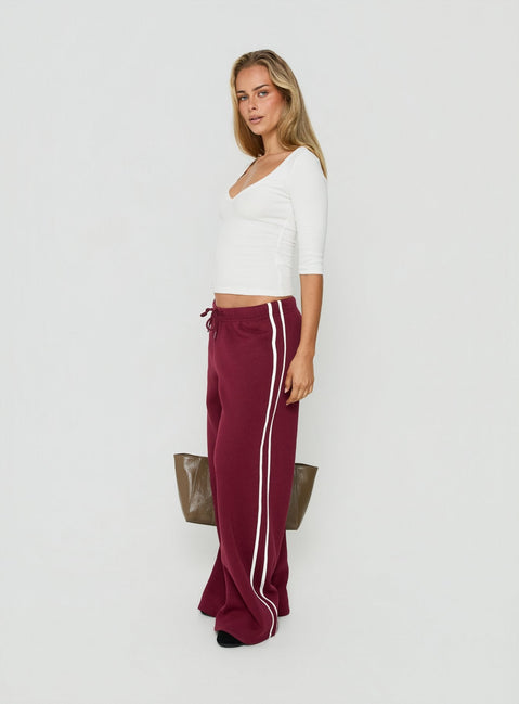 Kennah Wide Leg Sweat Pants Cherry