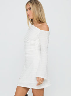 Crescent Long Sleeve Mini Dress White