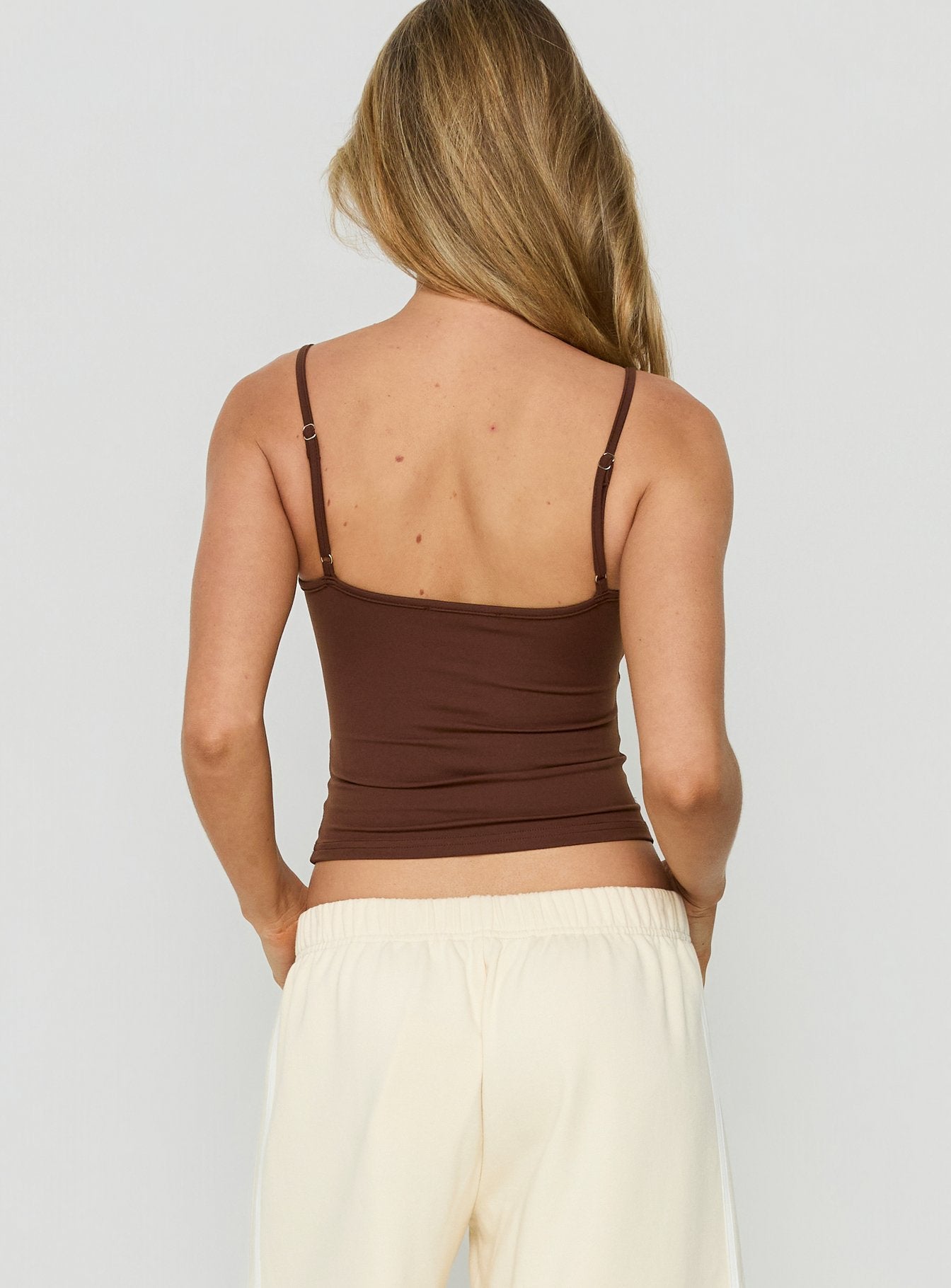 Daily Define Thin Strap Classic Tank Top Brown